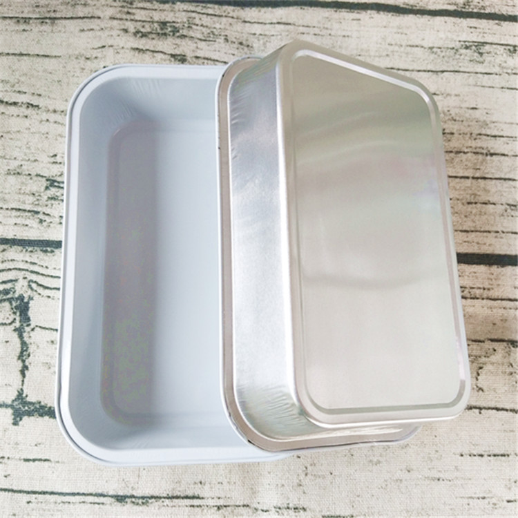 100套长方形银色航空铝箔锡纸餐盒 焗饭意面外卖打包盒烤粉丝铝盒